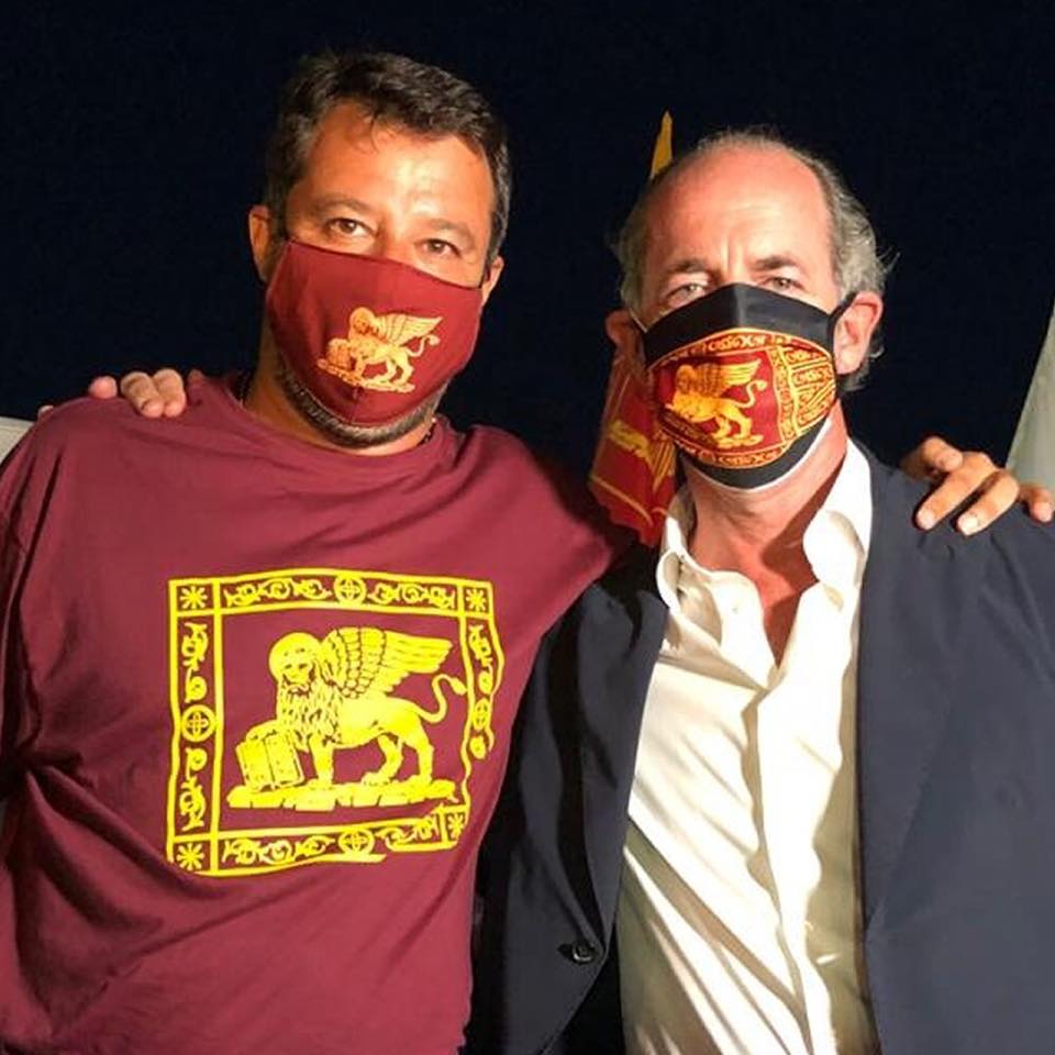 Luca Zaia e Matteo Salvini oggi a Rovigo