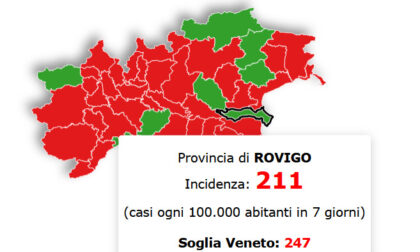 Incidenza contagi Covid, Rovigo e provincia sotto la soglia: non è da zona rossa