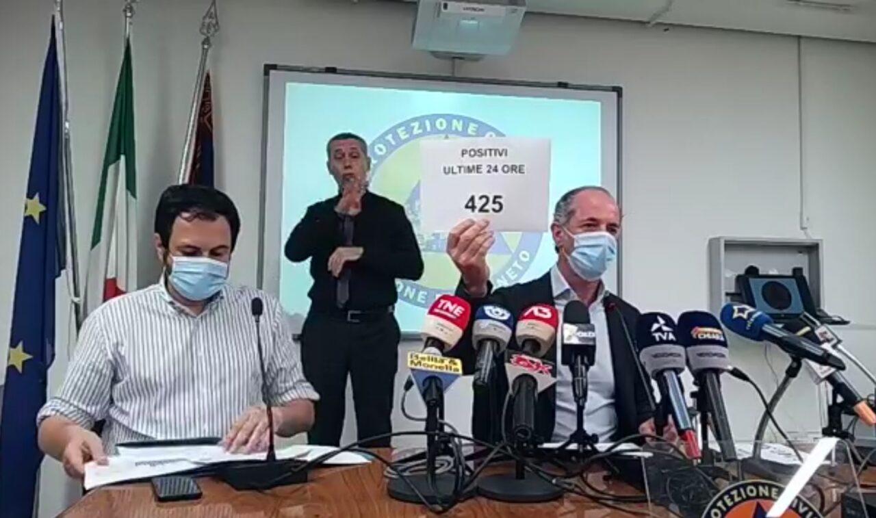 Zaia: “Da domani stop ai tamponi gratis, disponibili un milione di vaccini” |+425 positivi Covid| Dati 9 agosto 2021