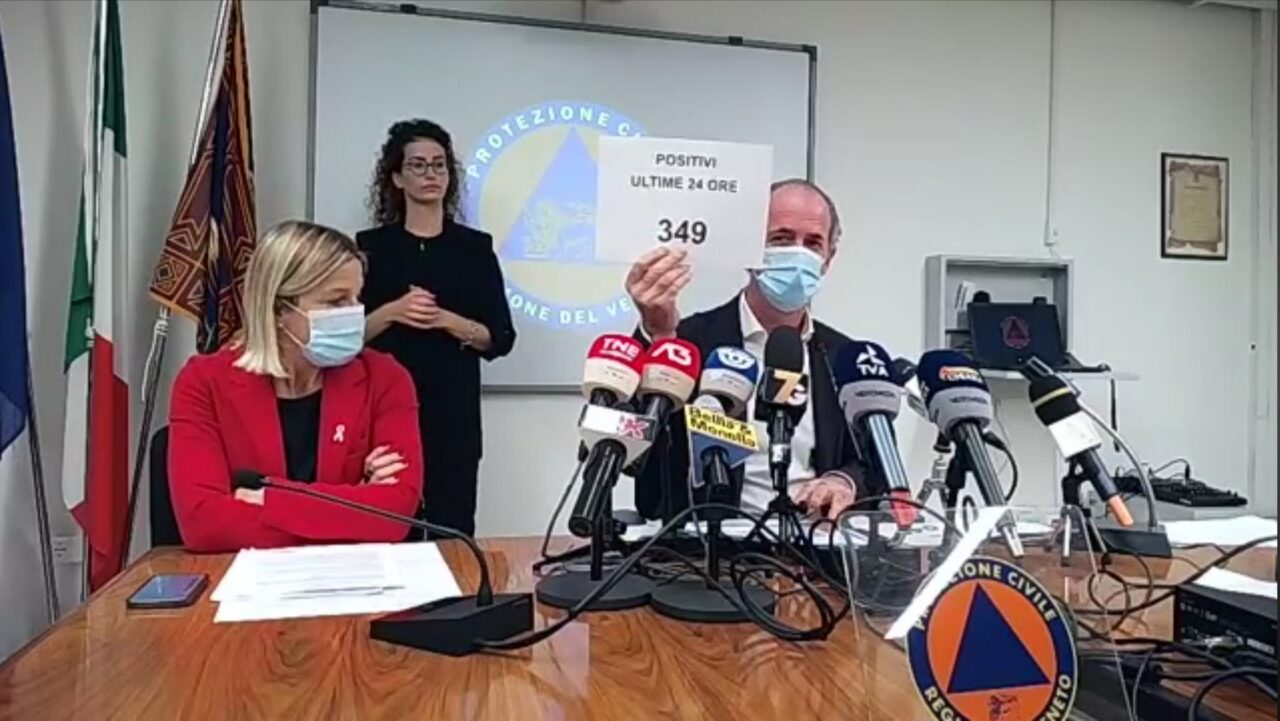 Zaia: “Restiamo in zona bianca, calano le terapie intensive. 83% dei veneti vaccinati” | +349 positivi Covid| Dati 7 ottobre 2021
