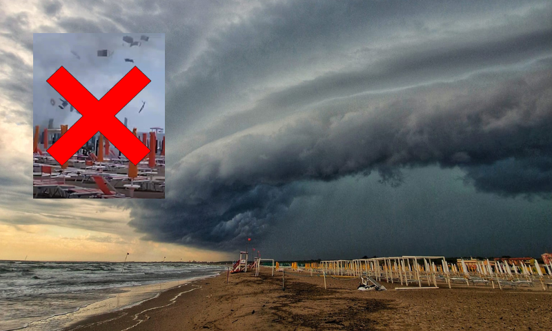 Tromba d’aria a Rosolina Mare? No, è successo a Marina di Grosseto. Qui c’è stata una “shelf cloud”
