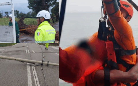 Porto Tolle sferzata da una tromba d’aria, caduti alberi e pali dell’elettricità. Naufrago salvato in mare aperto