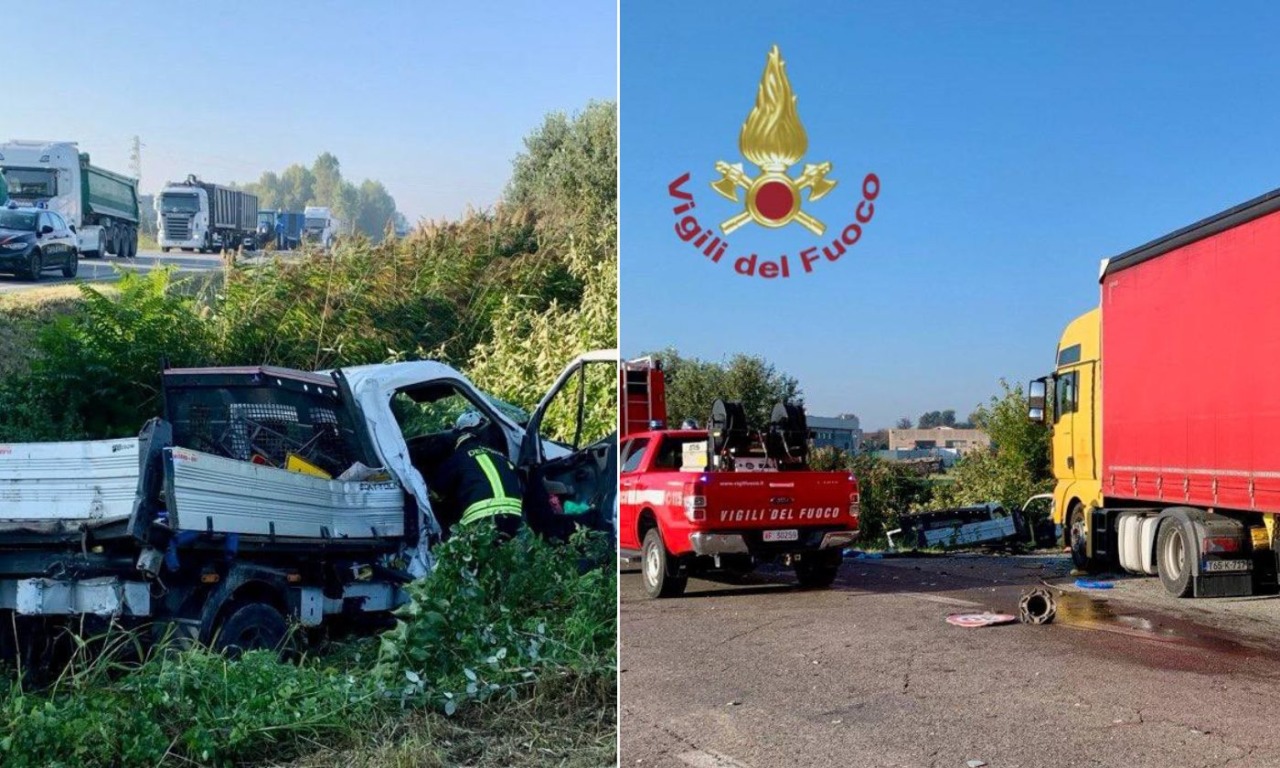 Scontro tra due camion e un furgone sulla Romea, morto un operaio e due feriti gravi a Porto Viro